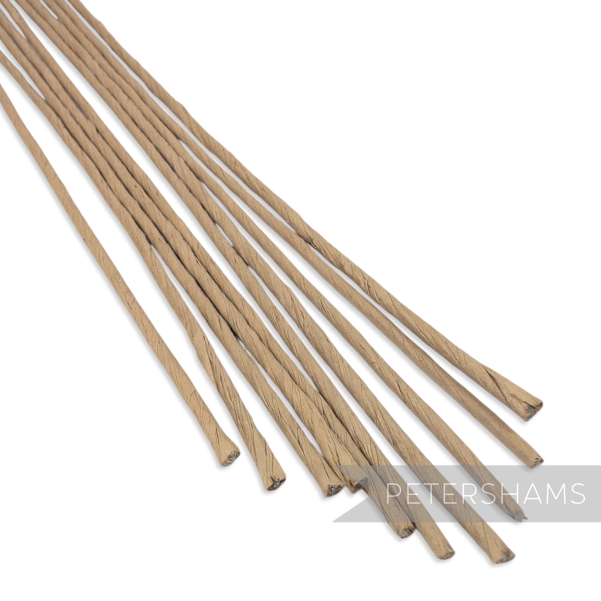 Petershams Millinery Supplies vintage brown paper-wrapped wire flower stems for craft and floral arrangements.