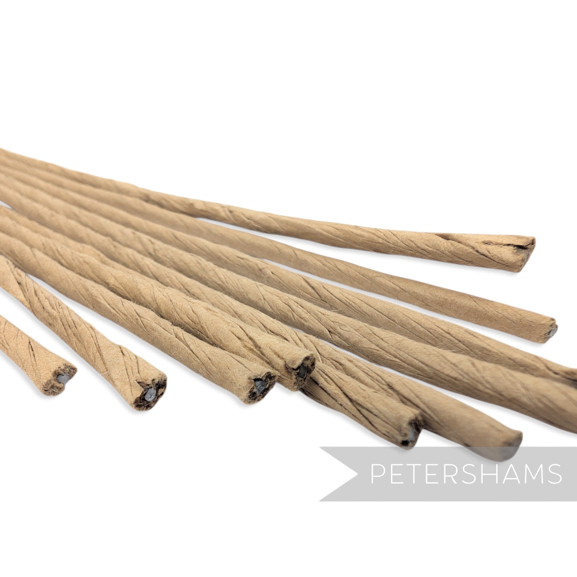 Petershams Millinery Supplies vintage brown paper-wrapped wire flower stems for craft and floral arrangements.