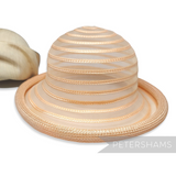 Petershams Millinery Supplies vintage 1990s peach crinoline and poly-braid hat base with a chunky rolled brim edge.