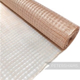 Petershams Millinery Supplies peachy pink basket weave sinamay fabric for hat making and trims. Lightweight, lightly stiffened, large weave.