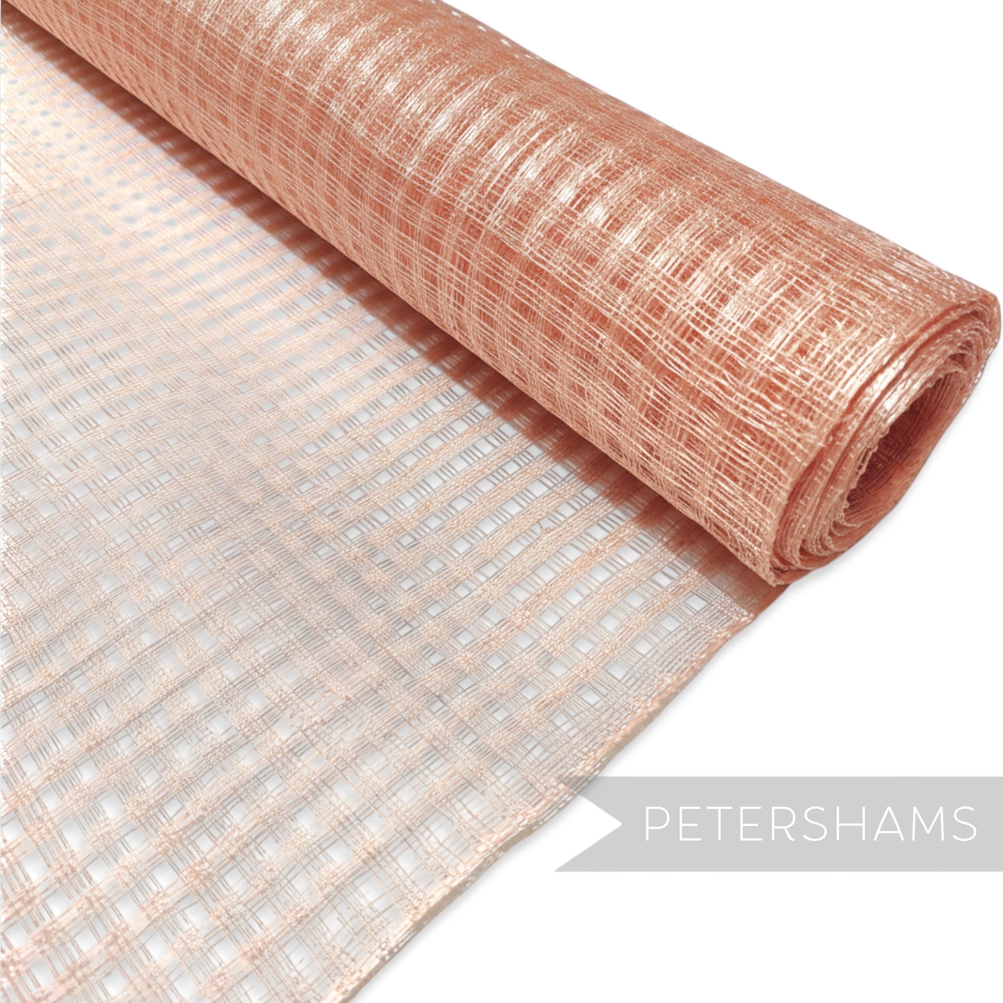 Petershams Millinery Supplies peachy pink basket weave sinamay fabric roll for hat making and fascinators