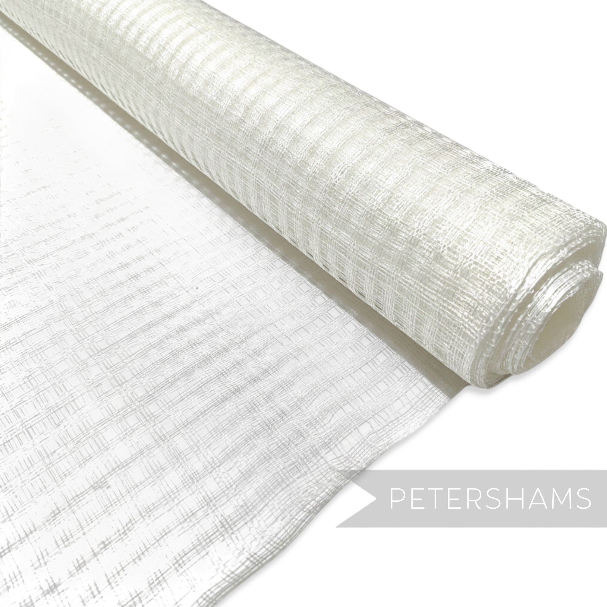 Petershams Millinery Supplies white basket weave sinamay fabric roll for hat making and fascinators