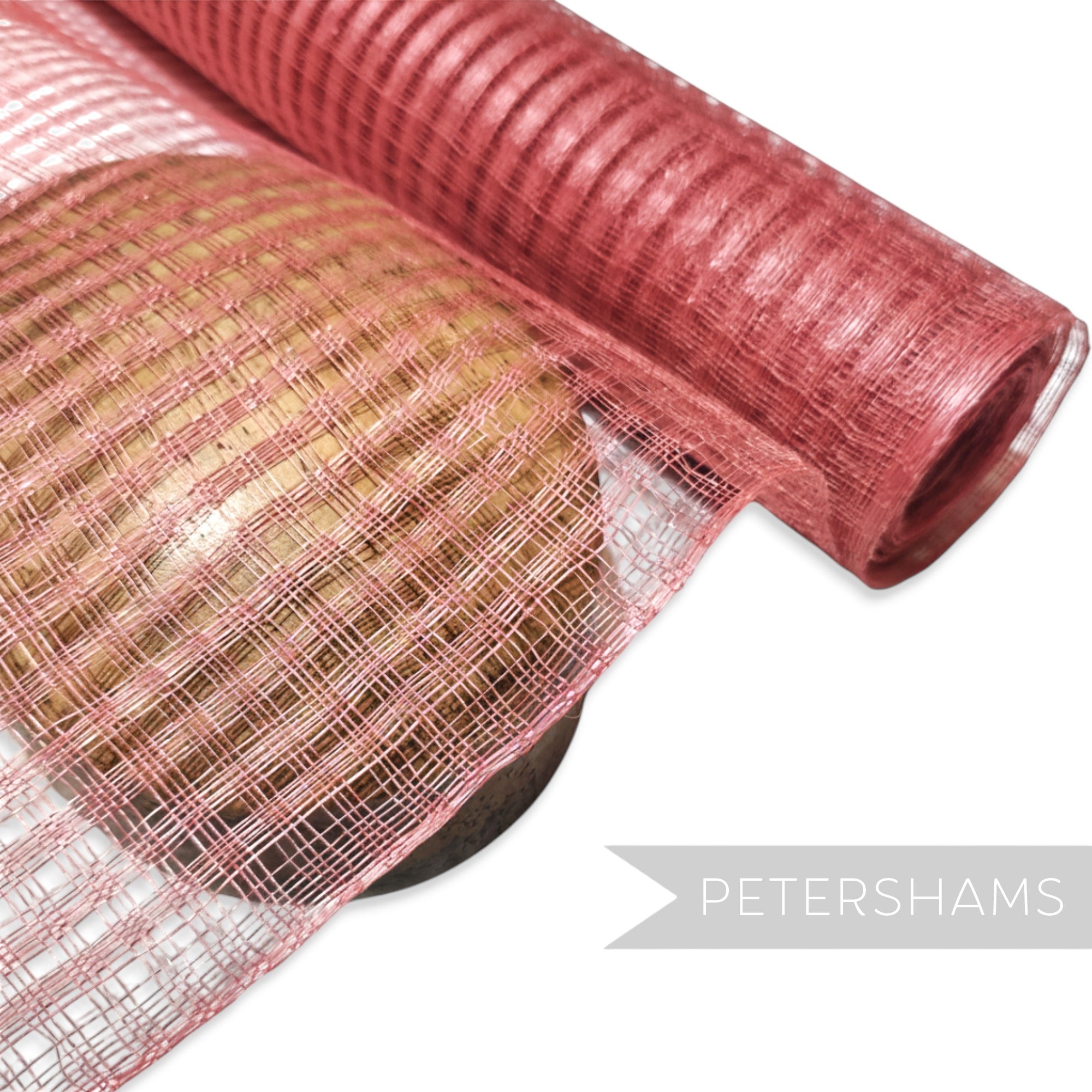 Petershams Millinery Supplies peachy pink basket weave sinamay fabric for hat making and trims.