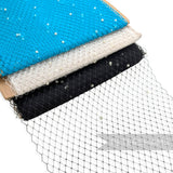 Petershams Millinery Supplies pearl embellished veiling in blue, ivory, and black for wedding birdcage veils and hats.