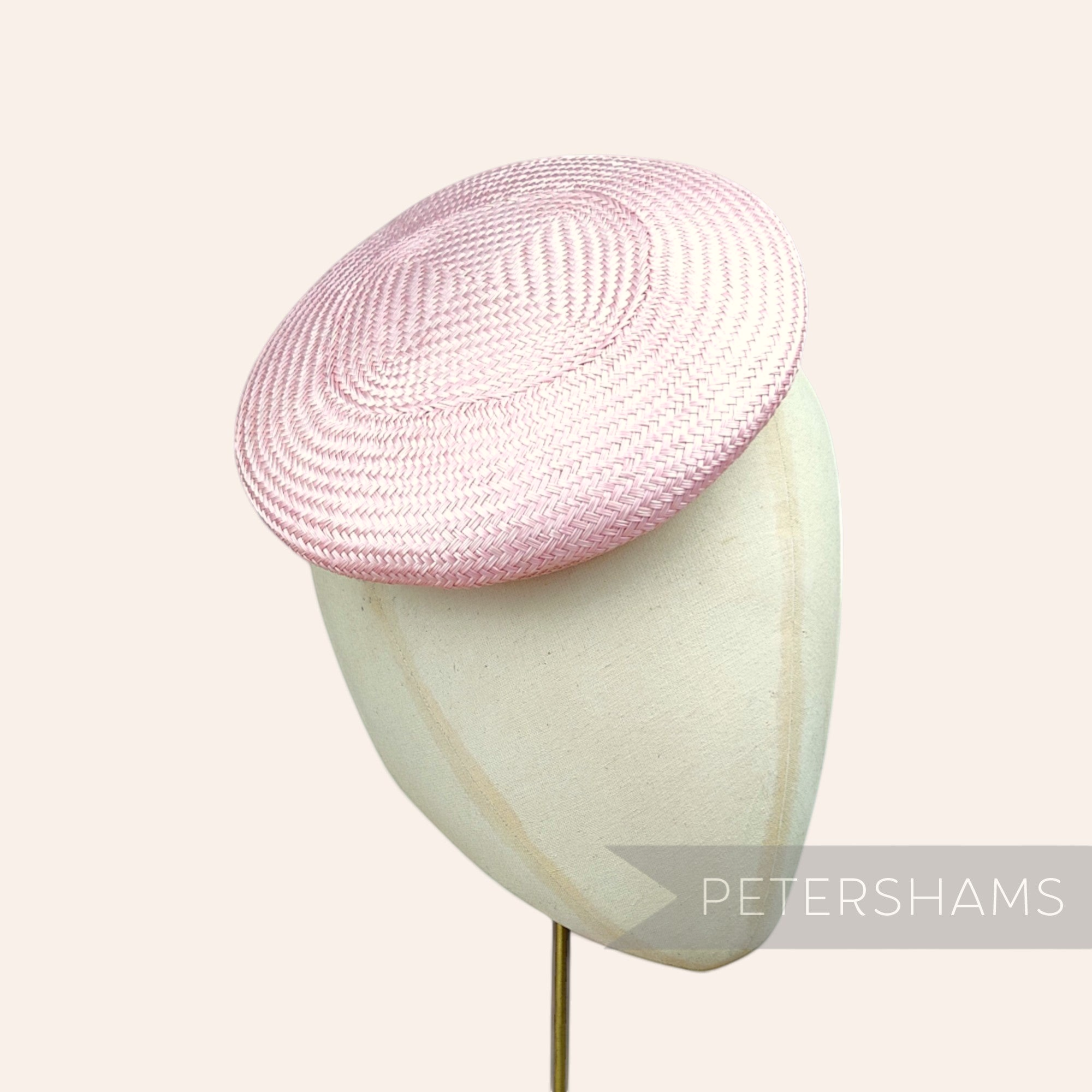Petershams Millinery Supplies pink 17cm round buntal straw button fascinator hat base