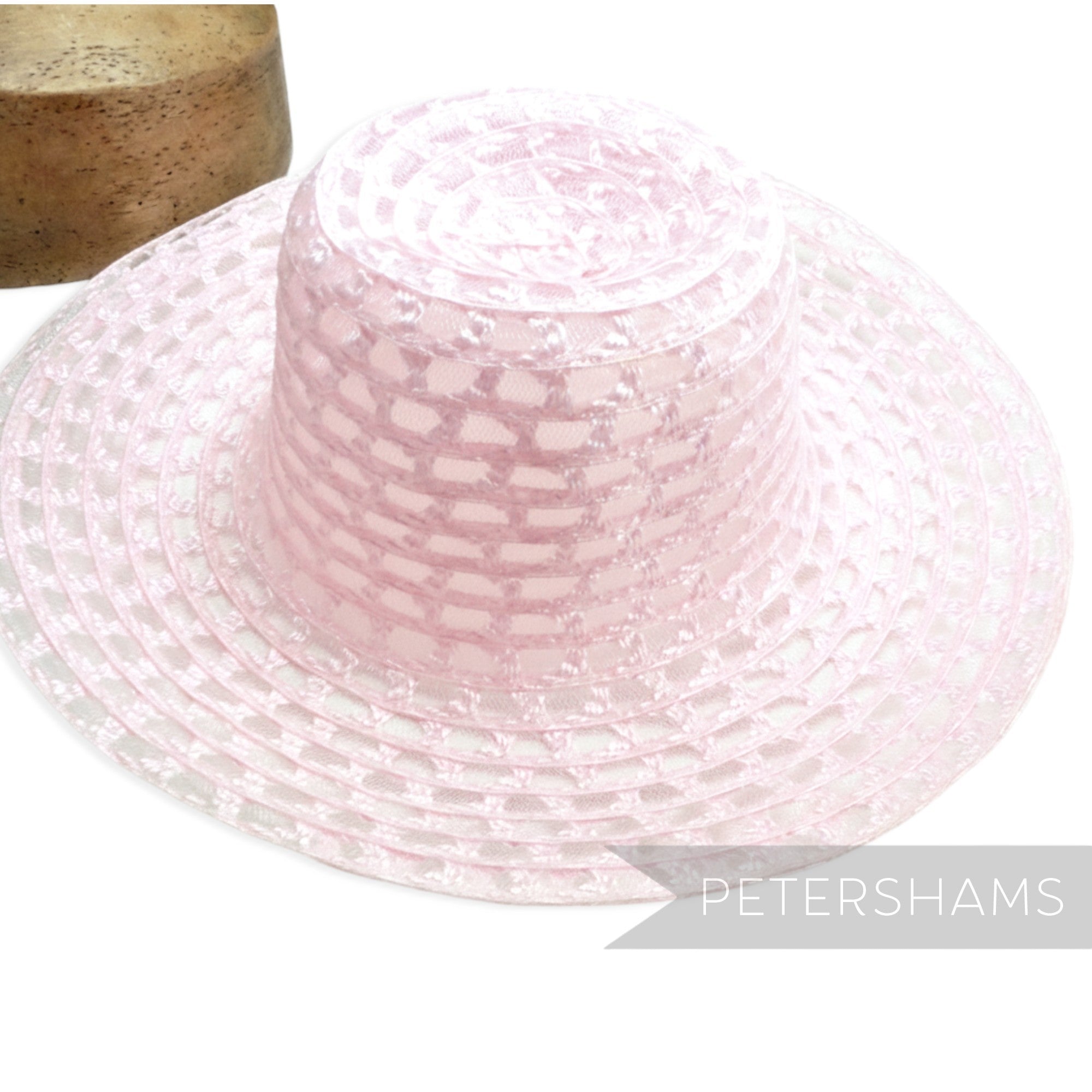 Petershams Millinery Supplies  light pink zig zag threaded crinoline capeline hat body for millinery projects