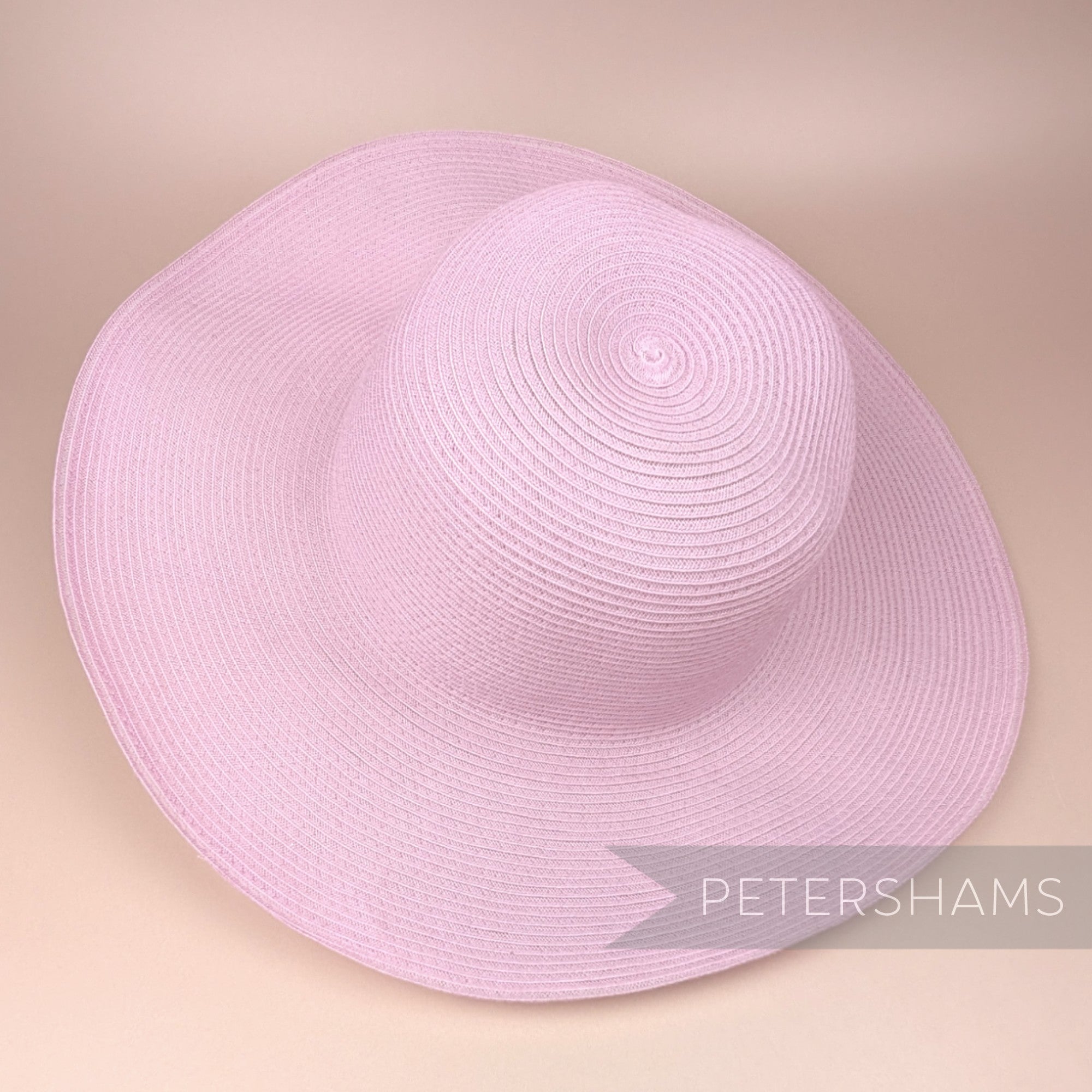 Petershams Millinery Supplies vintage 1980s light pink crinoline capeline hat body with swirled trim design