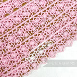 Petershams Millinery Supplies vintage 11mm pink daisy lace trim with delicate floral pattern and scalloped edge