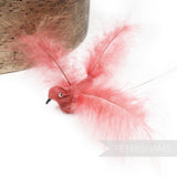 Petershams Millinery Supplies vintage pink marabou feather bird ornament with wire stem for millinery projects