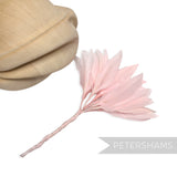 Petershams Millinery Supplies Kay light pink goose feather pom flower millinery mount with wired stems