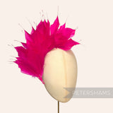 Petershams Millinery Supplies large pink spiky goose feather wired hat mount