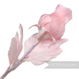 Petershams Millinery Supplies Belle light pink goose feather rosebud hat mount with wired stem and leaves