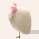 Petershams Millinery Supplies Belle light pink goose feather rosebud hat mount