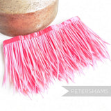 Petershams Millinery Supplies bright pink goose biot feather fringe with satin ribbon binding for millinery projects
