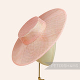 Petershams Millinery Supplies metallic pink lurex sinamay boater fascinator hat base