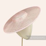 Petershams Millinery Supplies metallic pale pink lurex sinamay cartwheel fascinator hat base