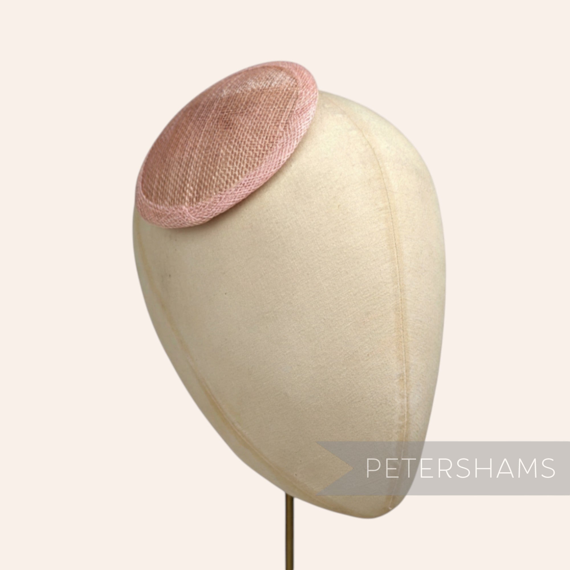 Petershams Millinery Supplies 10.5cm round metallic pink lurex sinamay fascinator base
