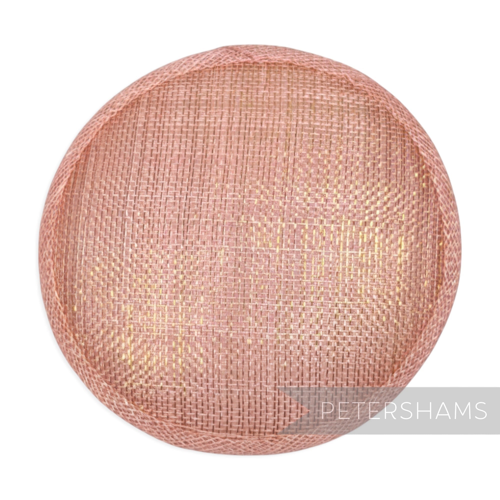 Petershams Millinery Supplies round pink metallic lurex sinamay fascinator hat base for millinery projects