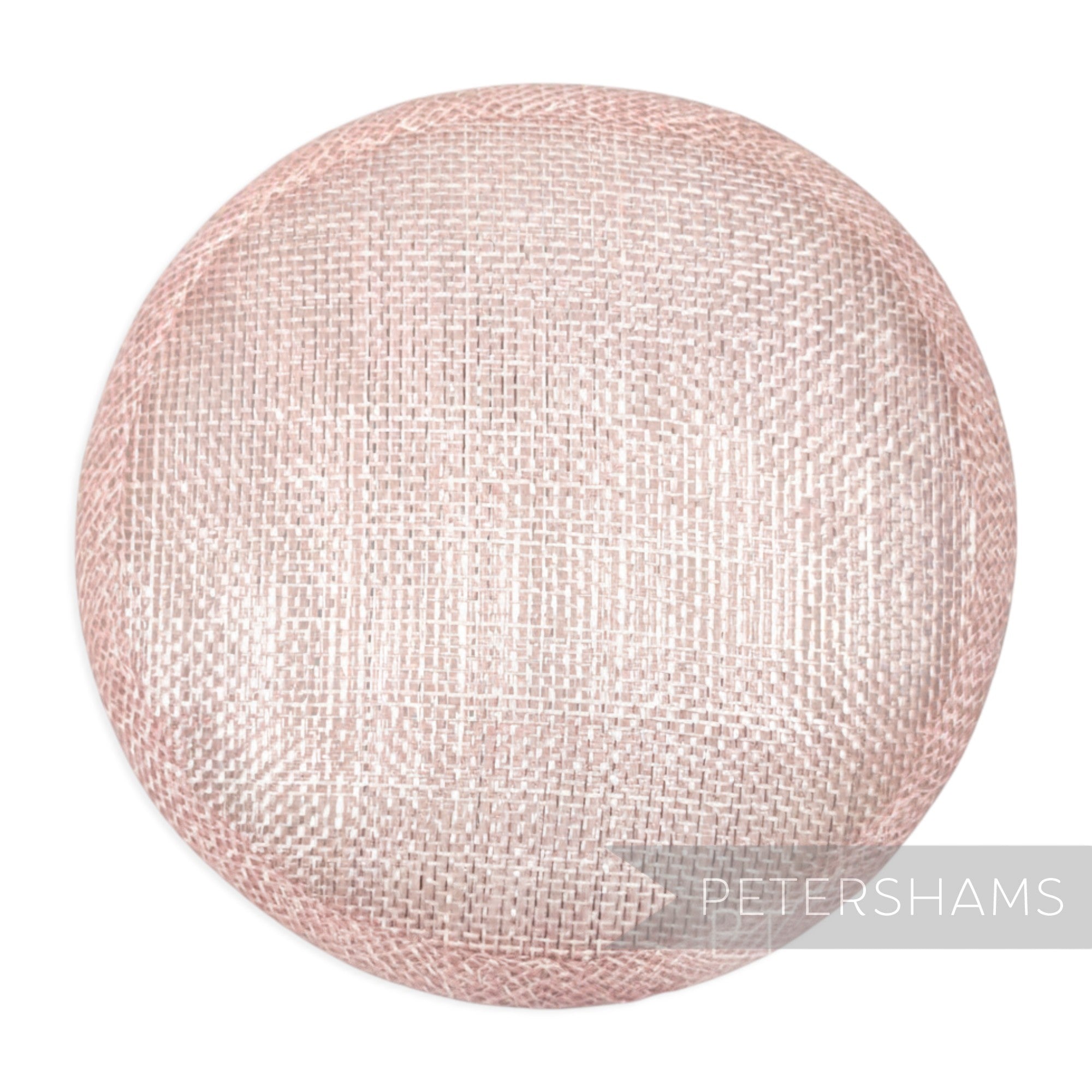 Petershams Millinery Supplies round blush pink metallic lurex sinamay fascinator hat base for millinery projects