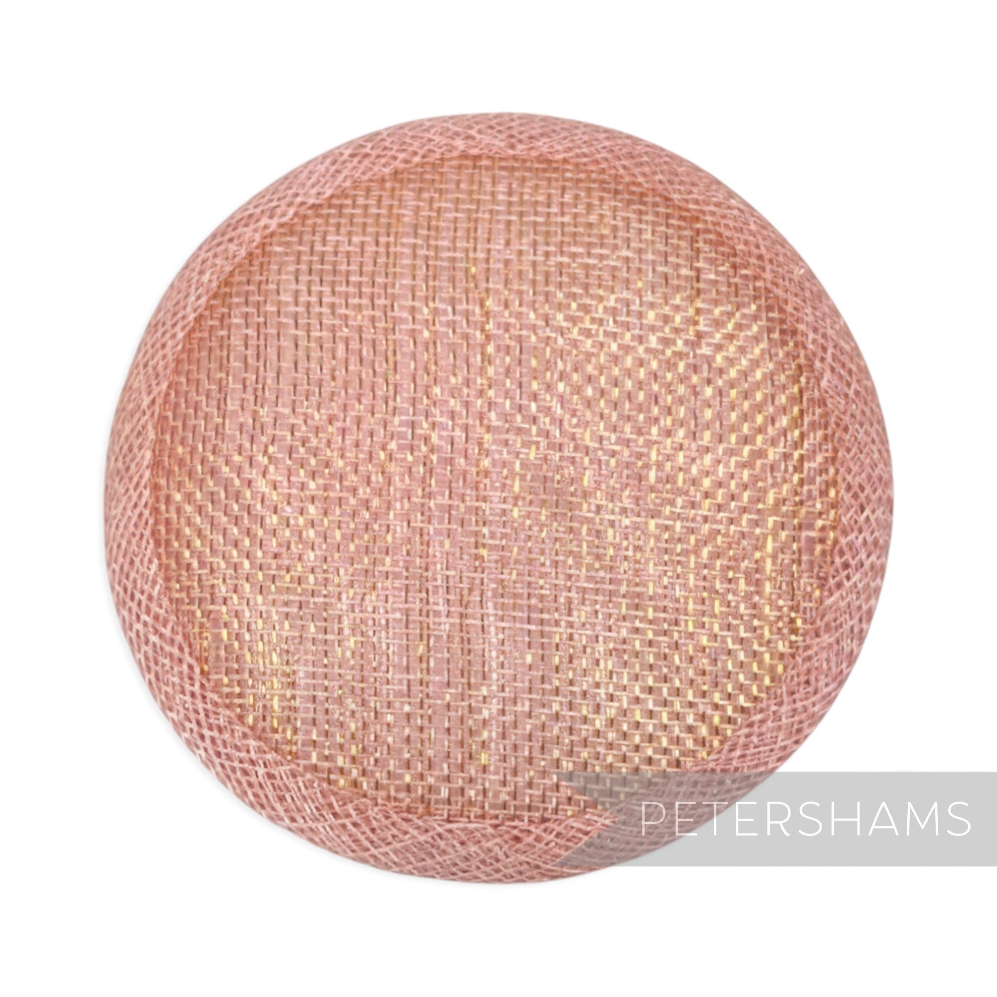 Petershams Millinery Supplies 10.5cm round pink metallic lurex sinamay fascinator hat base for millinery projects
