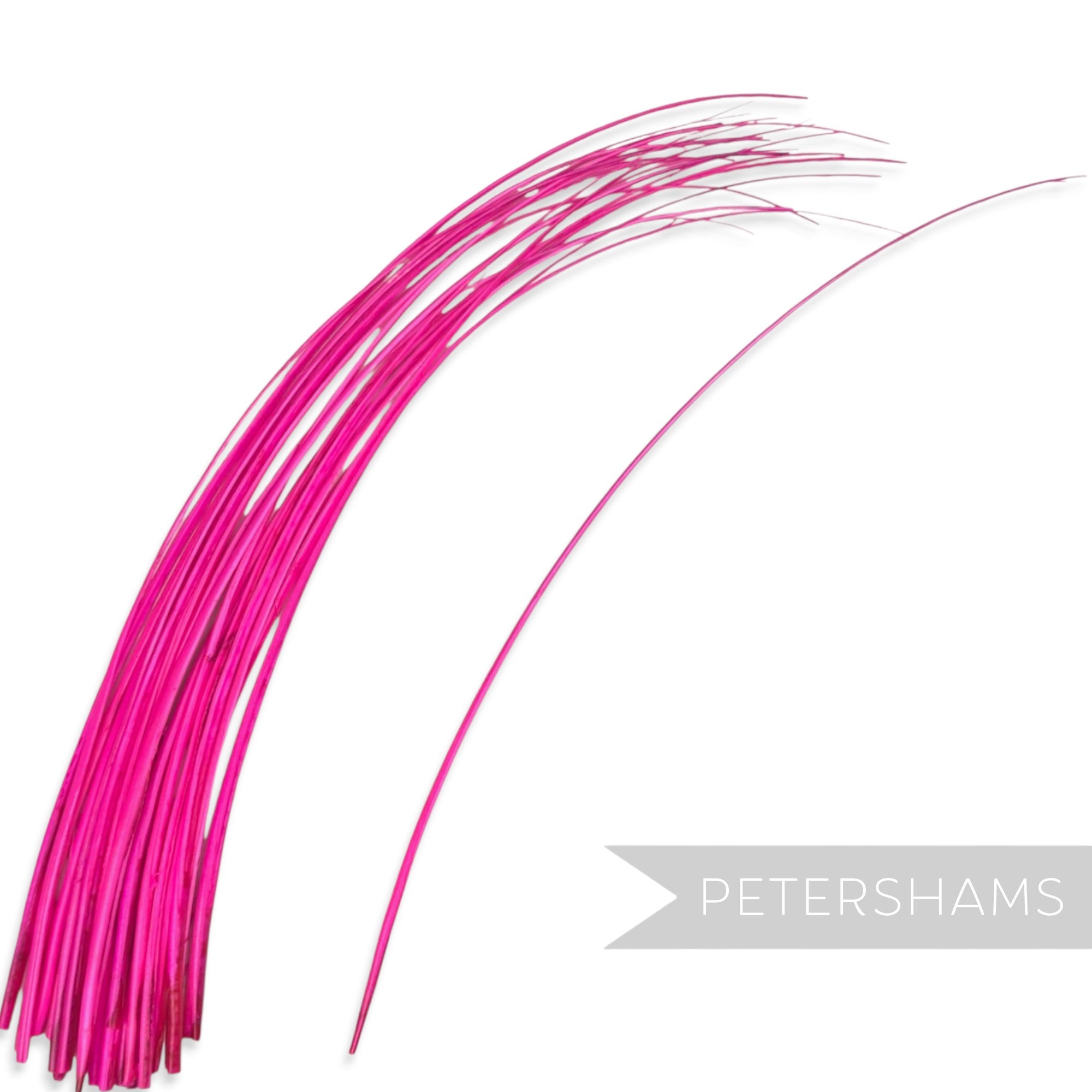 Petershams Millinery Supplies long neon pink stripped ostrich quill feather for millinery and hat making