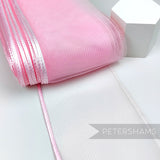 Petershams Millinery Supplies 15cm wide pink crinoline ribbon with a shiny polybraid edge for hat making