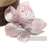Petershams Millinery Supplies Coco silk orchid flower hat mount in soft pink, ideal for fascinators and millinery.