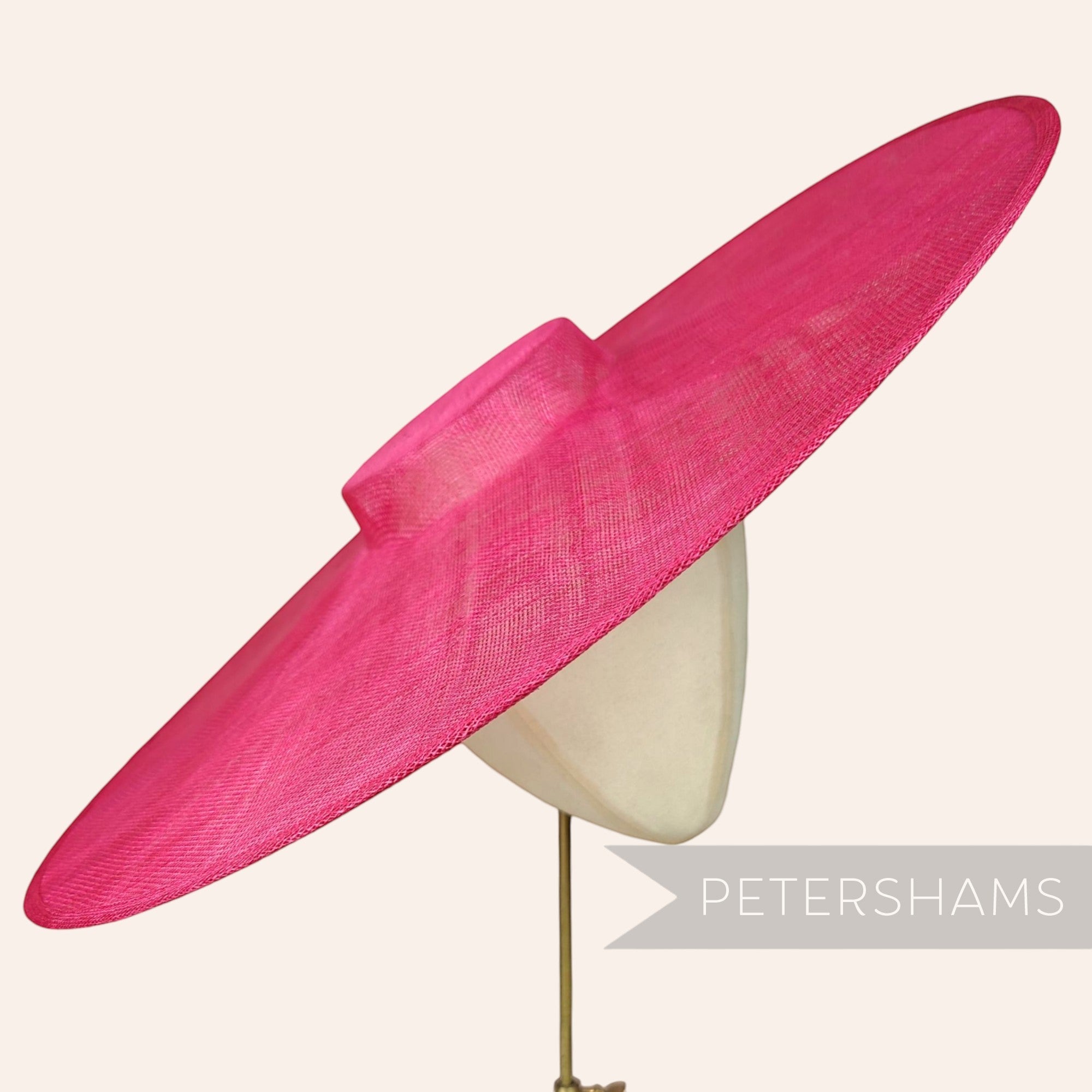 Petershams Millinery Supplies extreme fuchsia pink sinamay cartwheel fascinator hat base