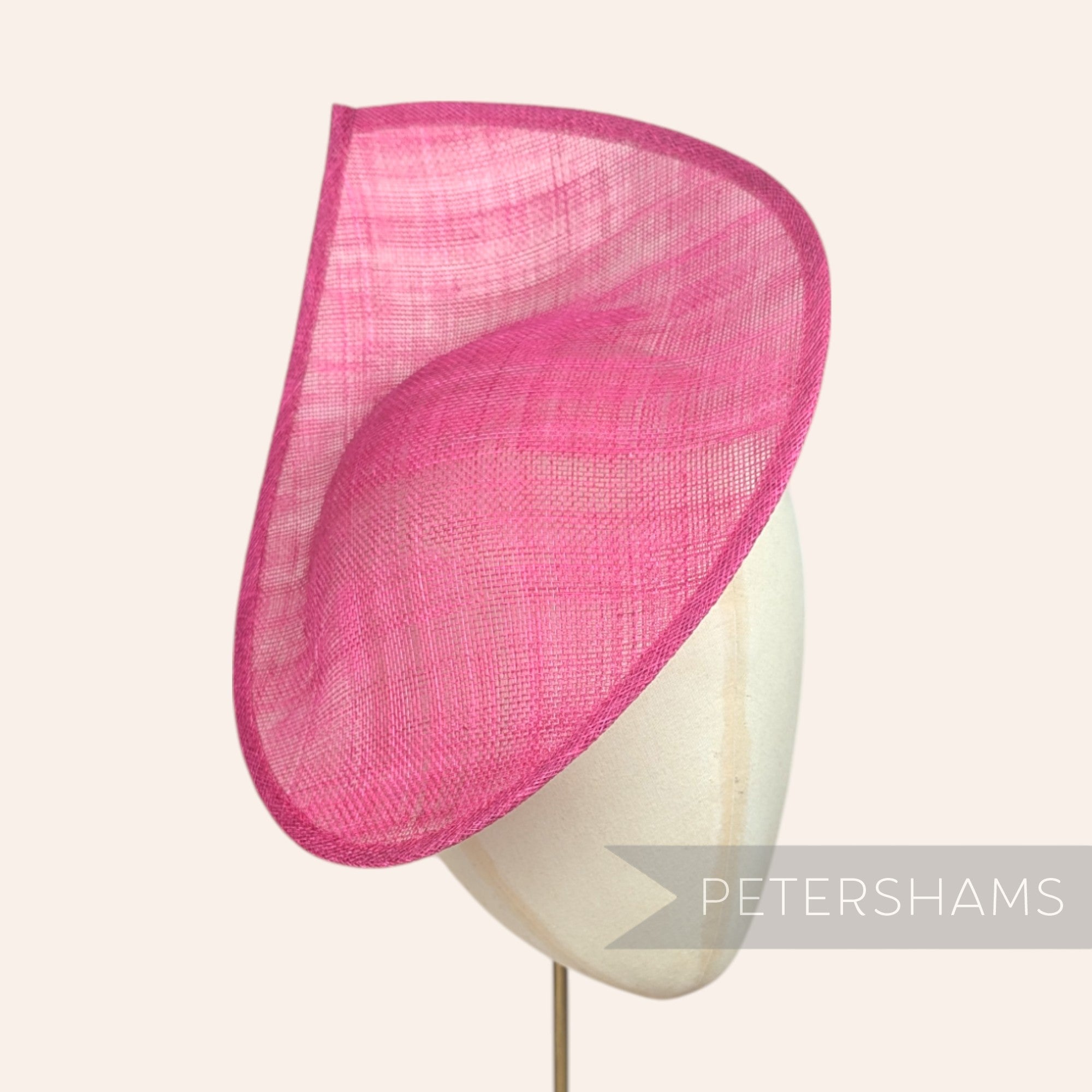 Petershams Millinery Supplies Diana fuchsia pink sinamay fascinator hat base with a pointed scallop edge