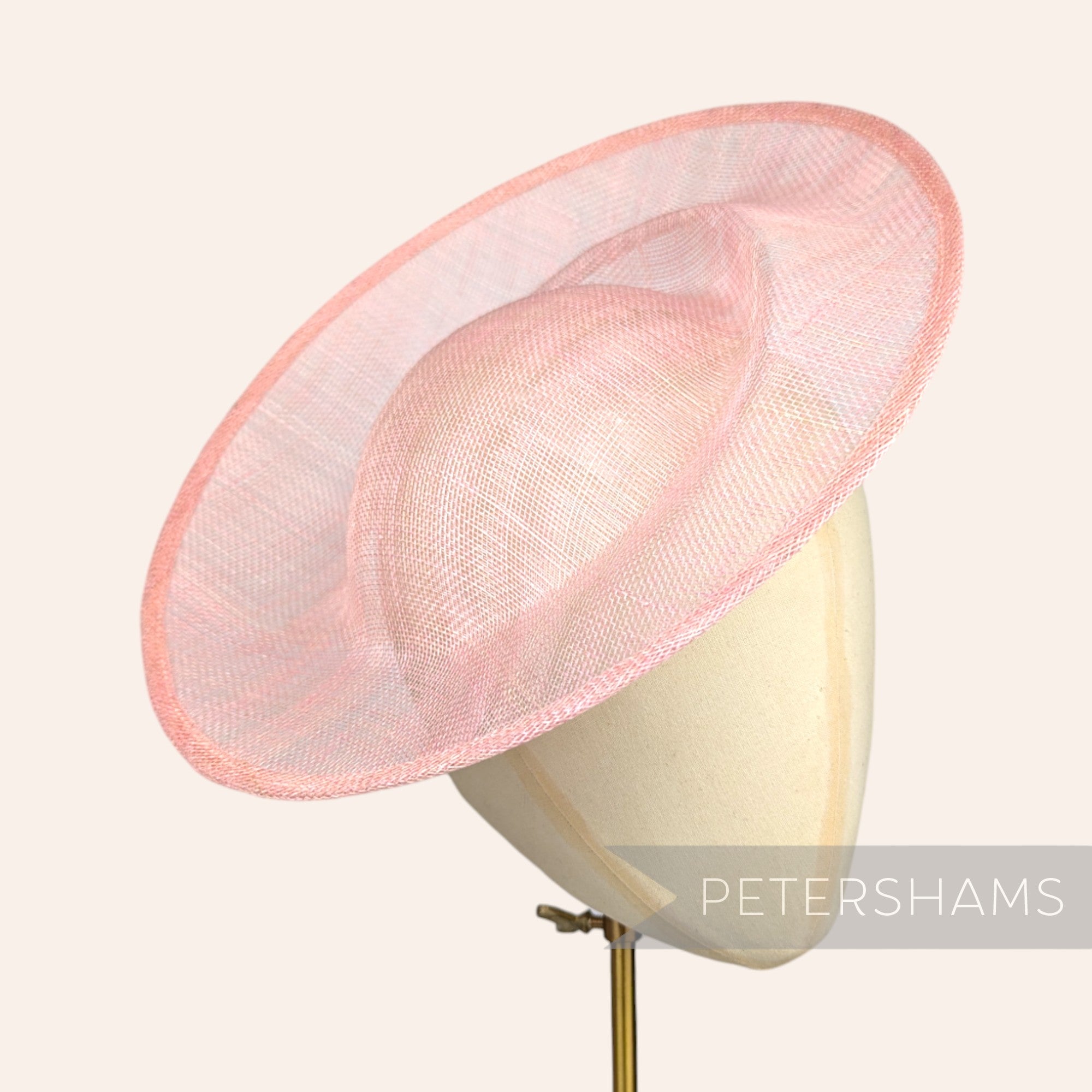 Petershams Millinery Supplies Cindy pale pink sinamay fascinator hat base with orbital pleat