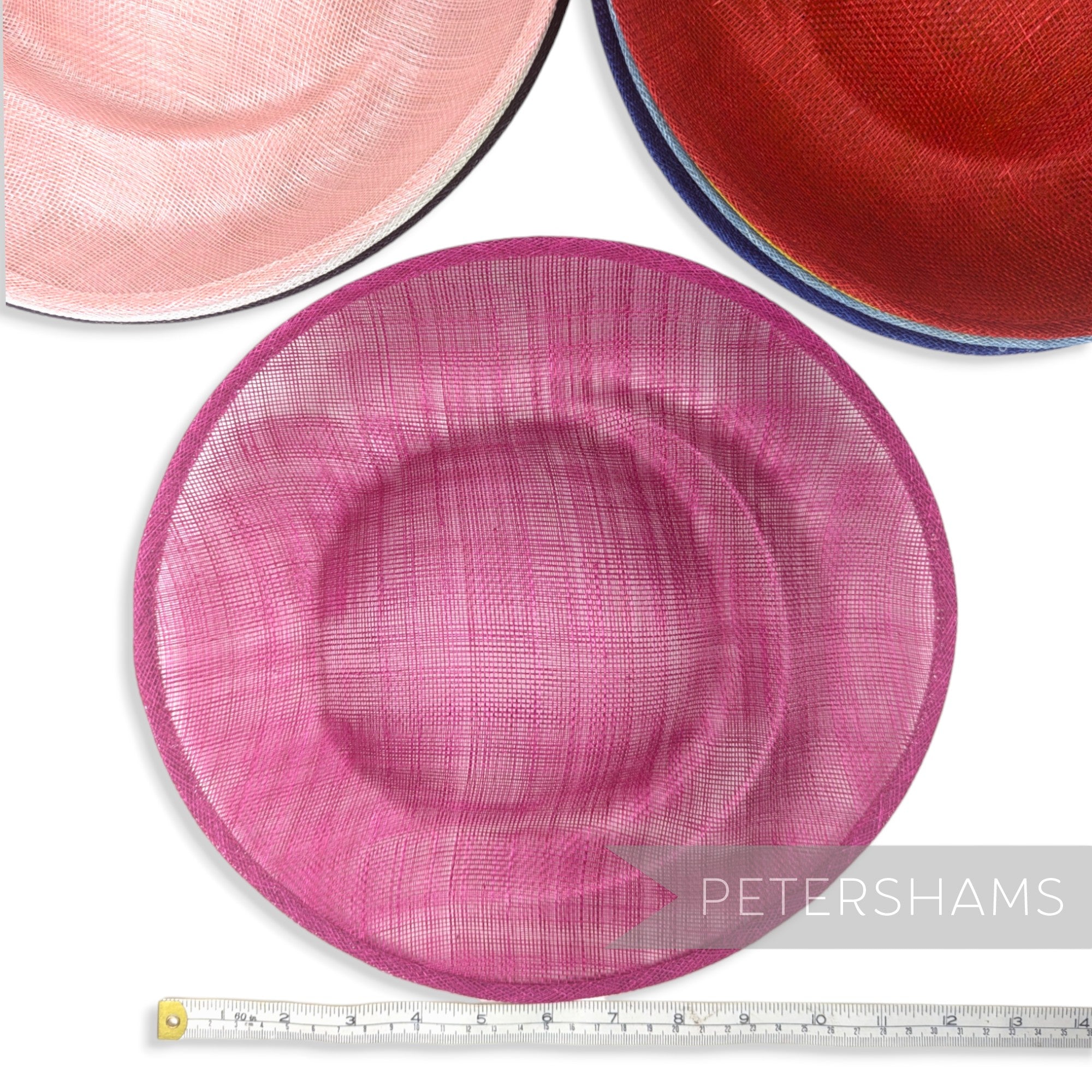 Petershams Millinery Supplies Cindy sinamay fascinator hat base in vibrant pink with orbital pleat detail