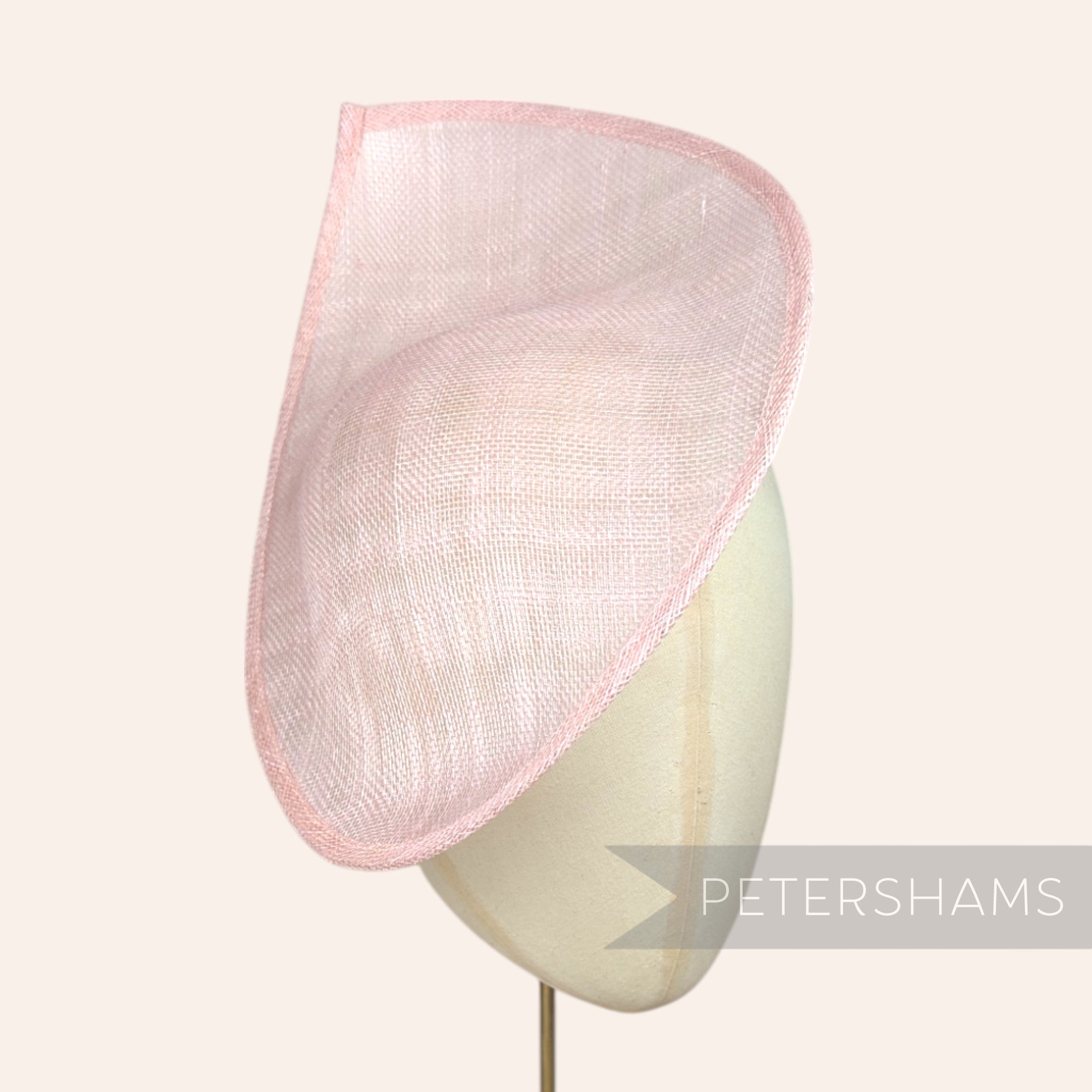 Petershams Millinery Supplies Diana pale pink pointed scallop sinamay fascinator hat base