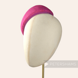 Petershams Millinery Supplies Betty sloped pink sinamay pillbox fascinator hat base on a mannequin head