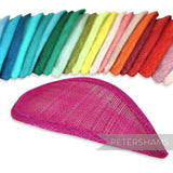 Petershams Millinery Supplies teardrop shaped pink sinamay hat base with a rainbow selection of colours