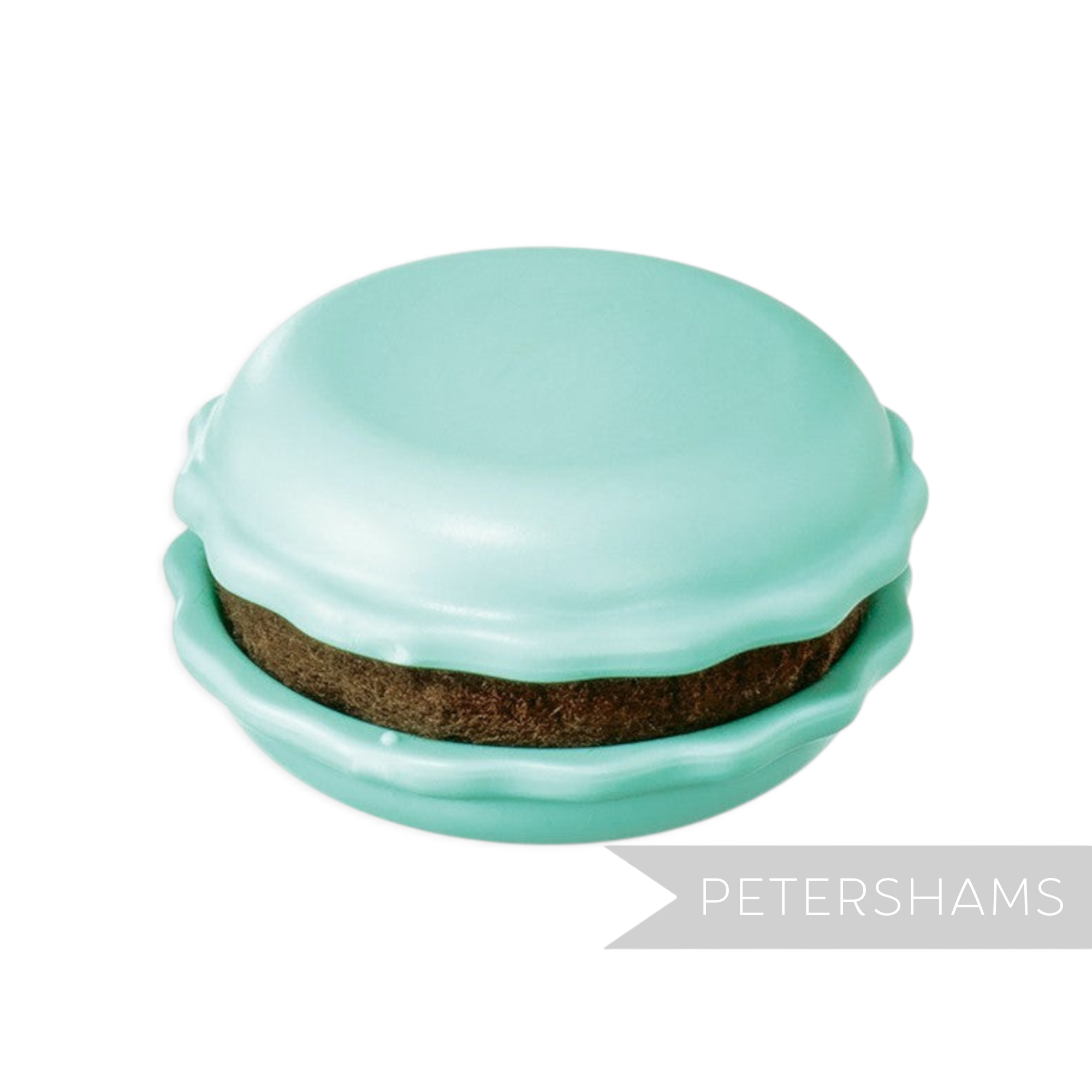 Petershams Millinery Supplies Clover macaron needle minder and sharpener in pistachio green with a brown filling