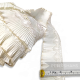 Petershams Millinery Supplies vintage 1960s white pleated cotton trim with delicate guipure lace edge, 52mm wide.