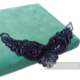 Petershams Millinery Supplies Polly black floral lace motif with beads and sequins on organza fabric