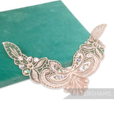 Petershams Millinery Supplies Polly floral lace motif with beads and sequins on embroidered organza fabric