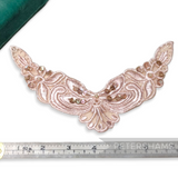 Petershams Millinery Supplies Polly floral lace motif in blush pink with beads and sequins on embroidered organza