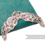 Petershams Millinery Supplies Polly floral lace motif with beads and sequins on embroidered organza in a V-shape