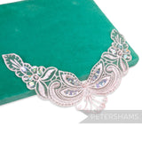 Petershams Millinery Supplies Polly floral lace motif in pale pink with beads and sequins on embroidered organza