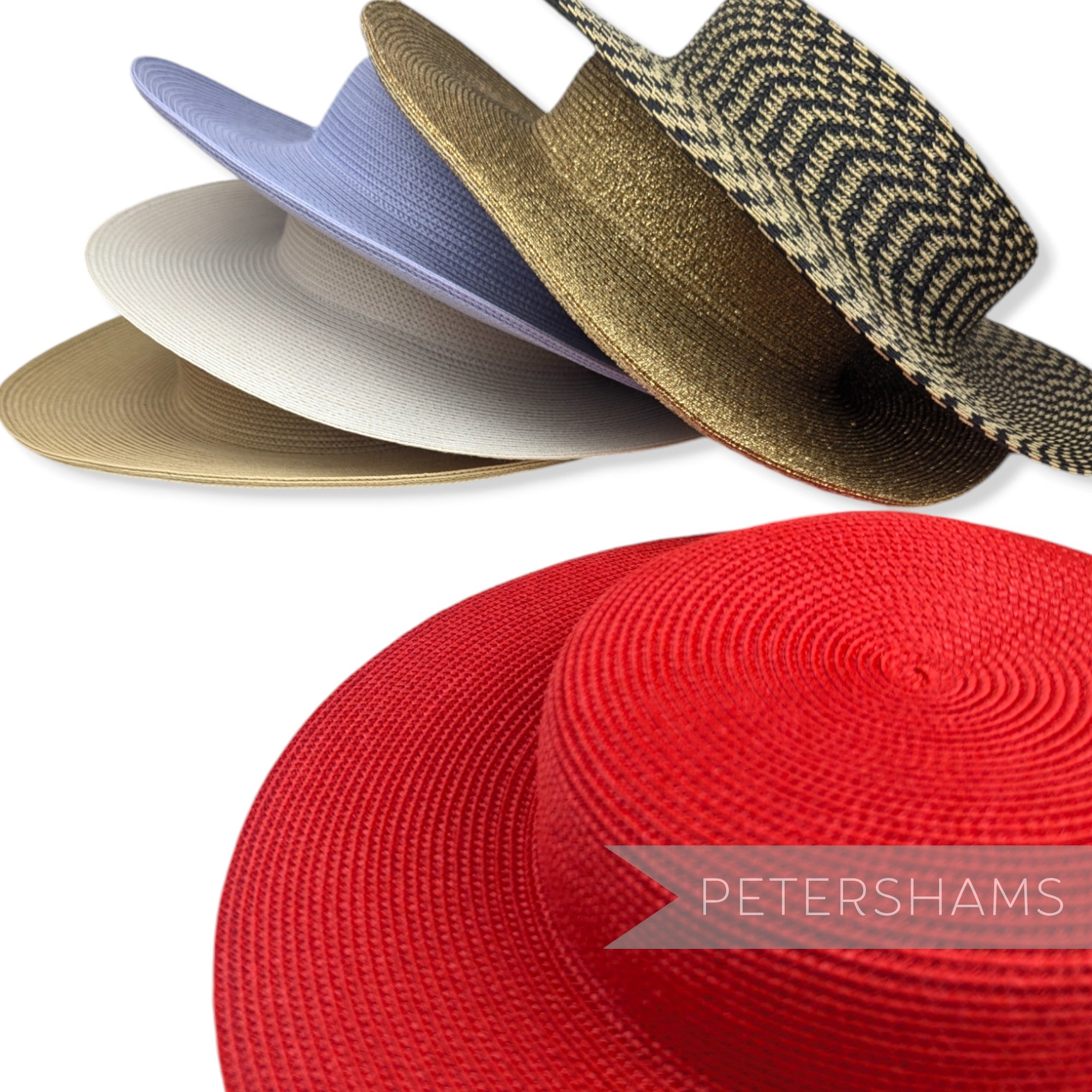 Petershams Millinery Supplies polybraid boater fascinator hat bases in various colours