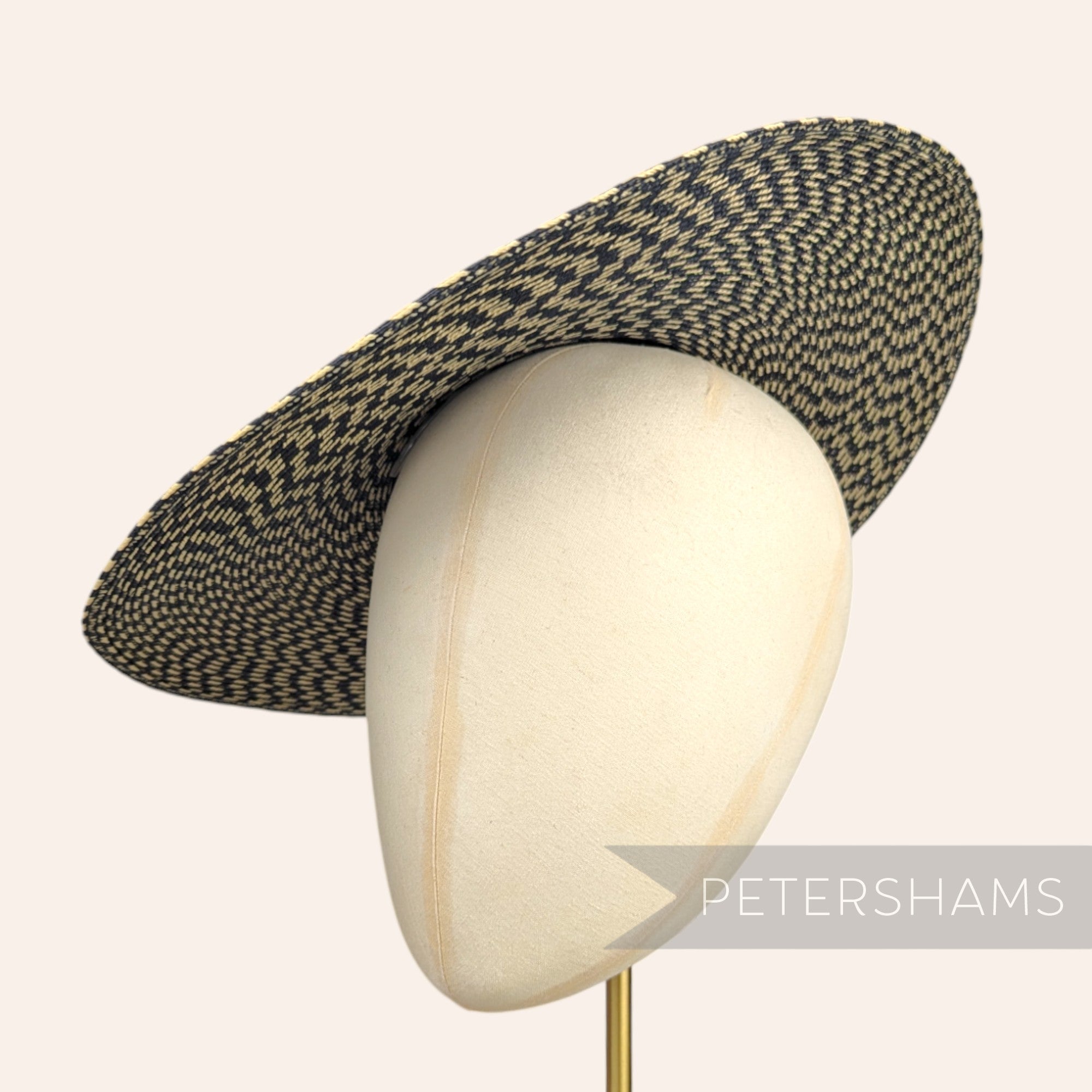 Petershams Millinery Supplies black and natural polybraid cartwheel fascinator hat base