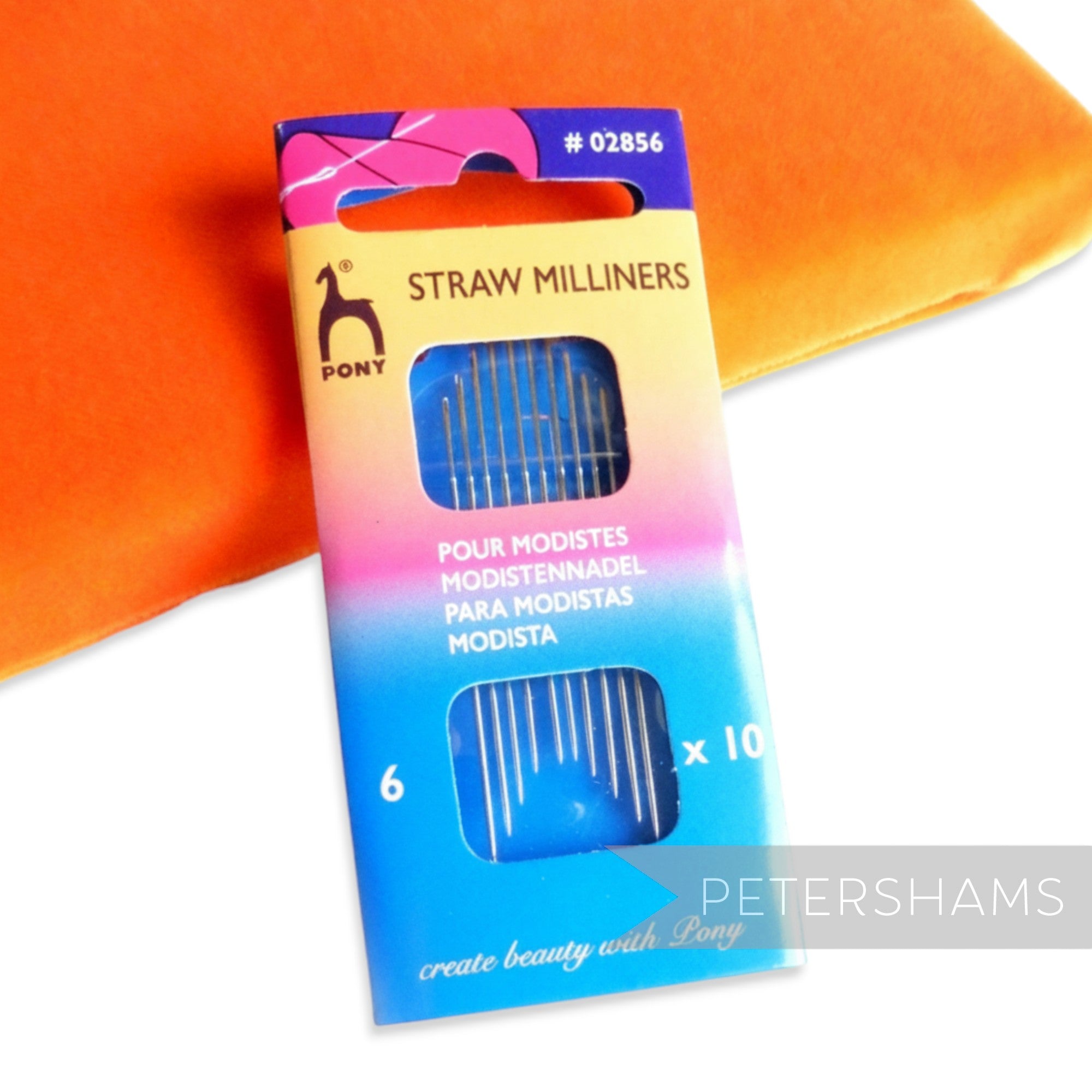 Petershams Millinery Supplies Pony Gold Tip Straw Milliners needles, size 6, 10 pack. Long needles with round eyes for millinery, pleating, stitching, and smocking.