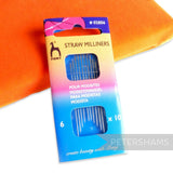 Petershams Millinery Supplies Pony Gold Tip Straw Milliners needles, size 6, 10 pack. Long needles with round eyes for millinery, pleating, stitching, and smocking.