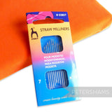 Petershams Millinery Supplies Pony Gold Tip Straw Milliners needles, size 7, 10 pack. Long needles with round eyes for millinery, pleating, stitching.