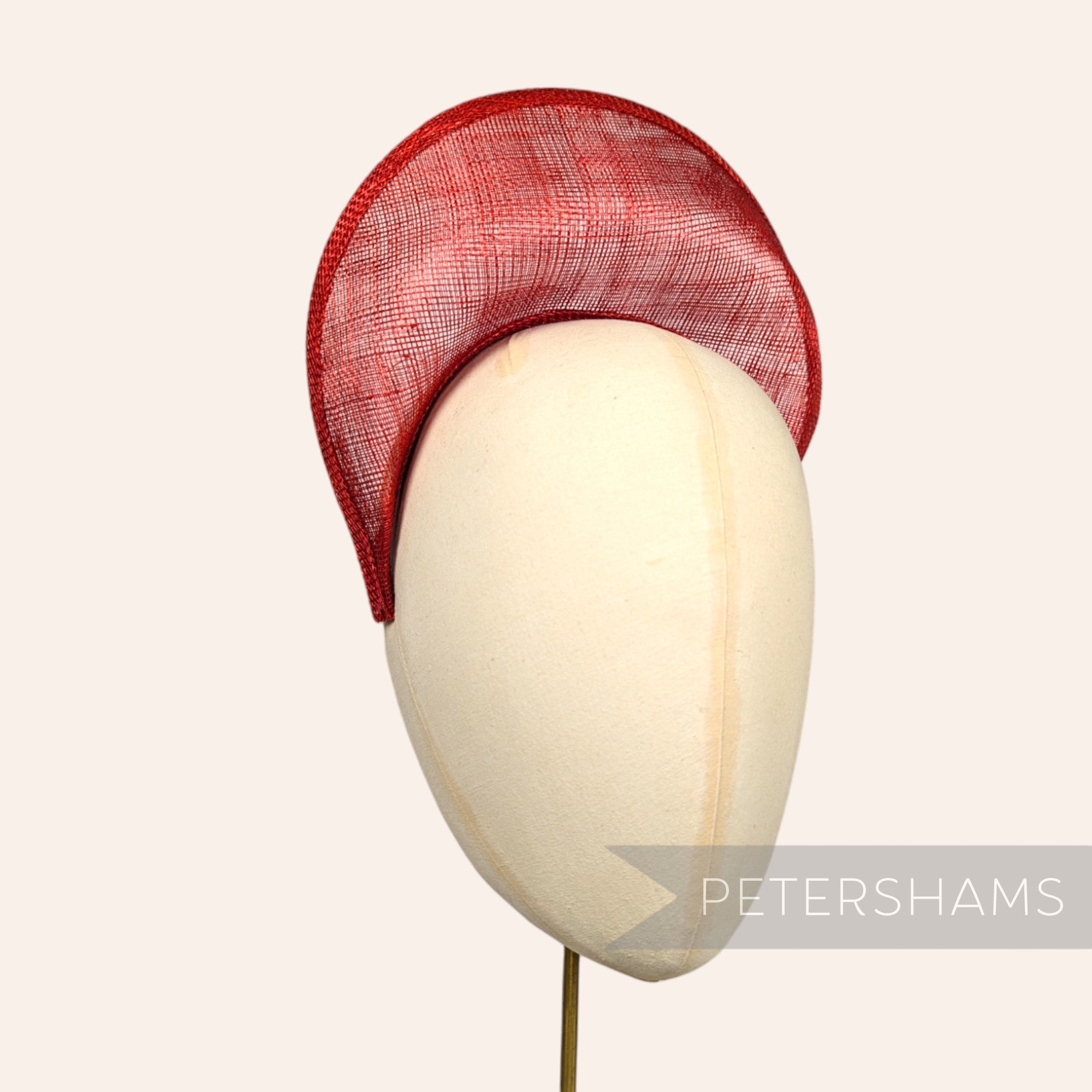 Petershams Millinery Supplies poppy red sinamay halo crown fascinator hat base