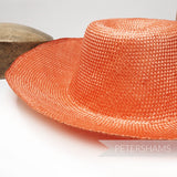 Petershams Millinery Supplies pumpkin ramie straw capeline hat body with a 1x1 checker weave pattern
