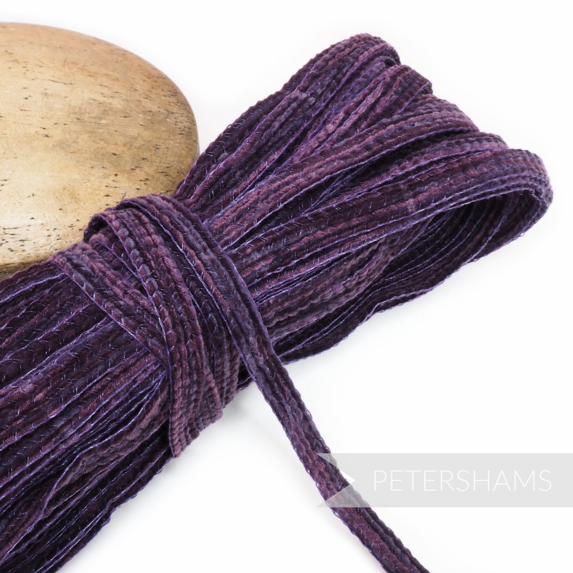 Petershams Millinery Supplies 15mm purple chenille threaded crin braid for hat making and millinery trim