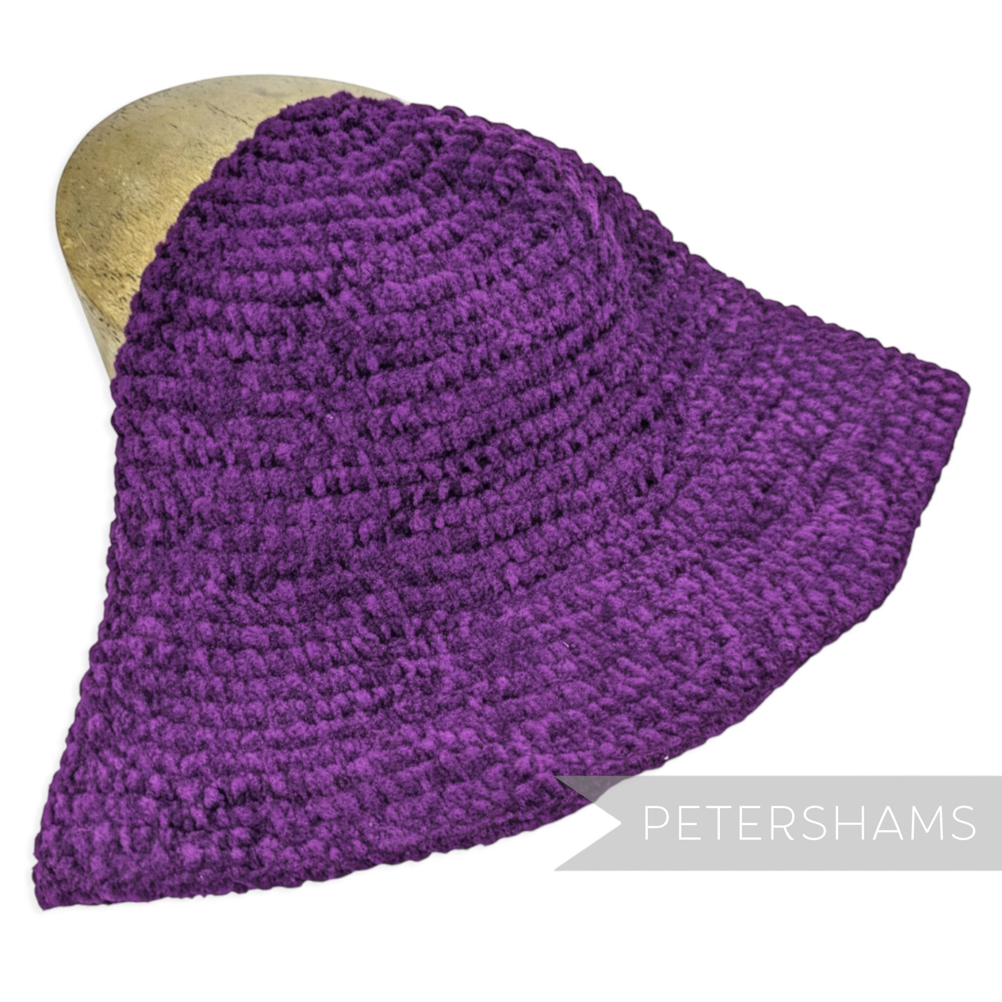 Petershams Millinery Supplies vintage purple chenille knitted cone hat body for sculpting turbans